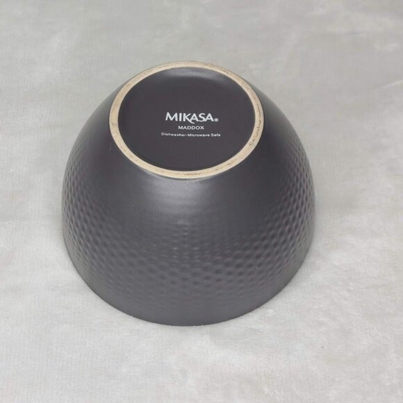 Mikasa Maddox Stoneware Cereal Soup Bowl Black Teal Replacement Dinnerware - Picture 4 of 7